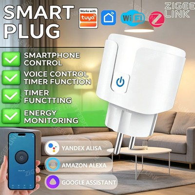 Smart WiFi or ZigBee 3.0 Socket US Plug 16A 20A Outlet Power Monitor Voice