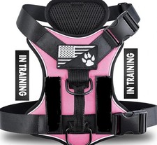 Service Dog Vest Harness, Reflective w/2 Patches In Training , Pink, Large