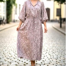 Christy Dawn Mauve Floral Print Maxi Dress Romantic Garden Party Size Small