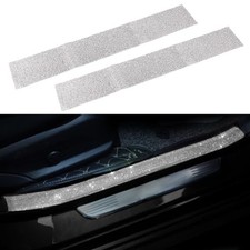 2PCS Car Door Edge Entry Guard, Bling Rhinestone Car Anti-Collision White