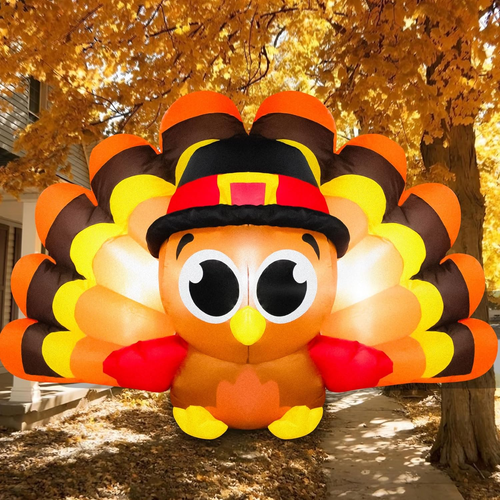 8 FT Thanksgiving Inflatables Turkey Outdoor Decorations Blow Ups ...