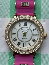 Gold Tone White Dial Pink Band Women s Quartz Watch