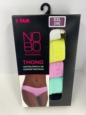 No Boundaries Womens 5-Pair Cotton Stretch Rib Solid Thong Underwear Size XXL 1 