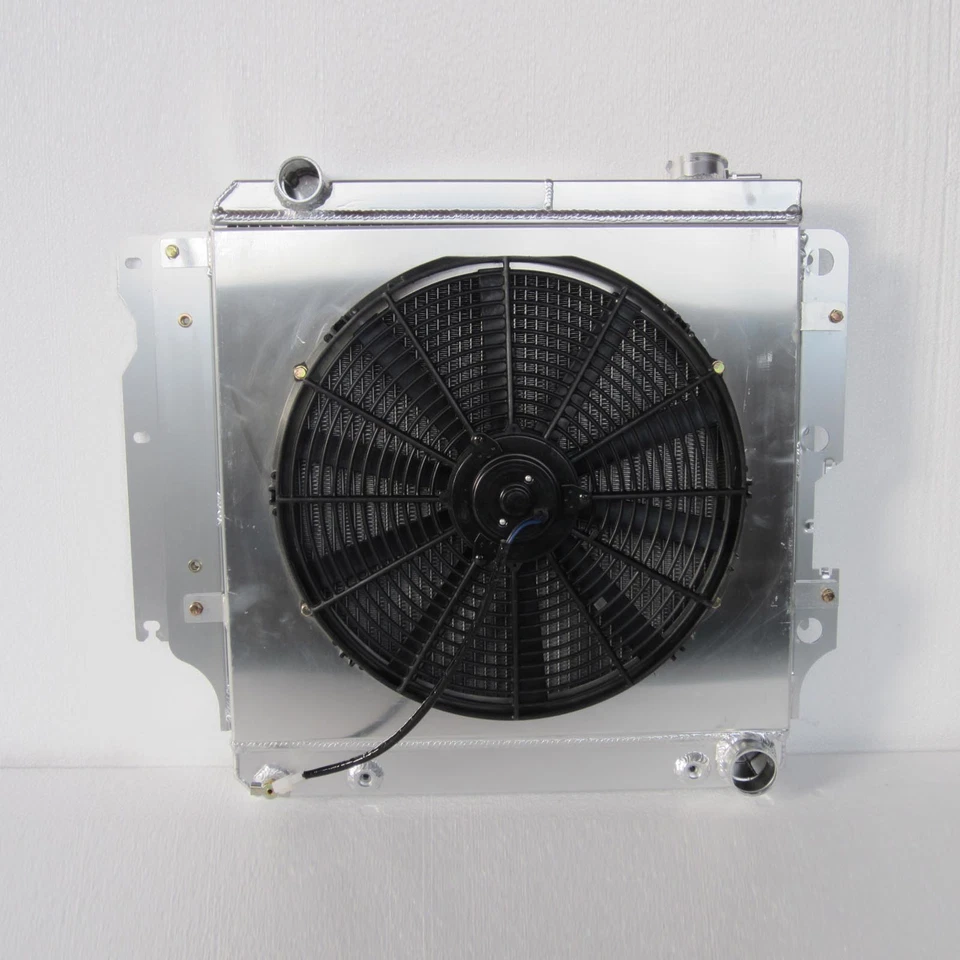 Radiador de cubierta de ventilador de 3 filas para 87-06 Jeep Wrangler YJ TJ Chevy Mopar Motor V8 Foto 4 de 4