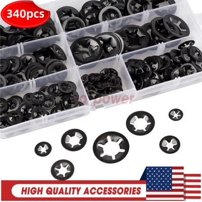 #ad 340Pcs Internal Tooth Star Lock Spring Quick Washer Push On Speed Nut Assortment $12.35