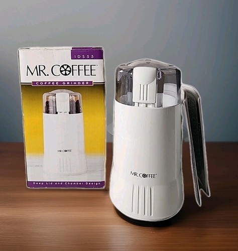 Mr. Coffee Electric Blade Coffee Bean Grinder White IDS55 Deep Lid Works Great!