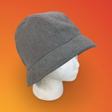 Lands End Aircore Fleece Bucket Hat Womens S/M Gray Made in USA Cloche Vintage