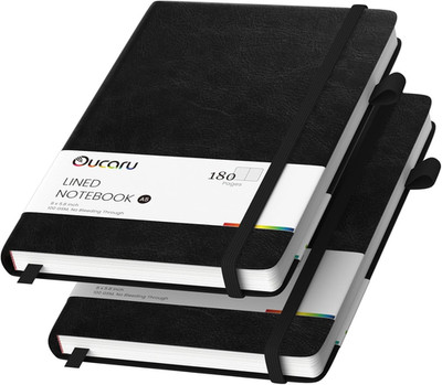 A5 Lined Journal Notebook 2 Pack 180 Pages 100GSM Thick Paper Work School
