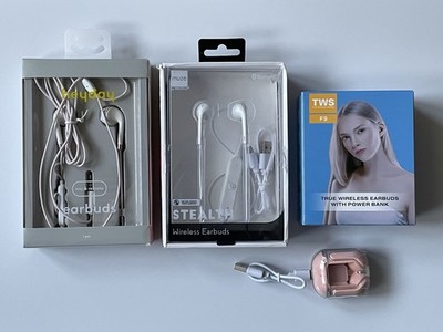 Wireless Bluetooth White Earbuds Wired TWS F9 Power Bank Lot Muze Stealth Heyday