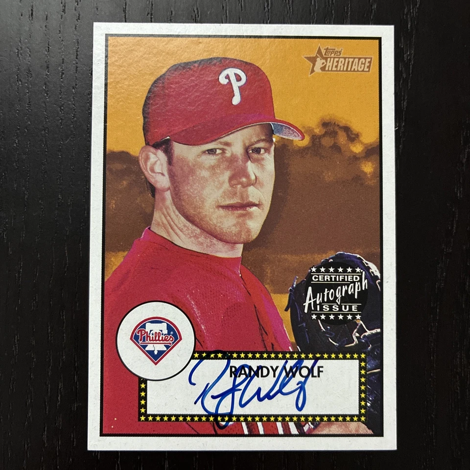 Autógrafo Topps Baseball Heritage 2001 Randy Wolf #THA-RW Foto 3 de 4