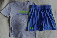 UNDER ARMOUR GRAY BLUE  GREEN 2 PIECE SHORTS OUTFIT-SIZE 4T-NEW WITH TAGS