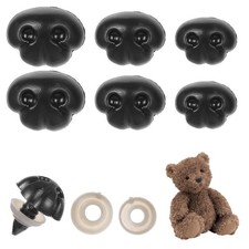 140Pcs Safety Noses for Amigurumi, Black Plastic with Washers
