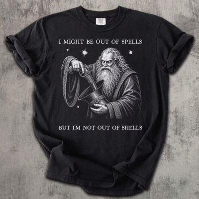 #ad #ad Funny Wizard T Shirt I Might Be Out of Spells Not Out of Shells Tee $14.99