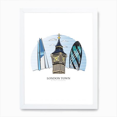 London Town Kunstdruck gerahmte Wand A gerahmtes Wandbild Poster Leinwanddruck Bild