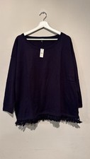 NWT TALBOTS touch of cashmere Sweater Navy Blue Women Plus 2XP Fringe Details