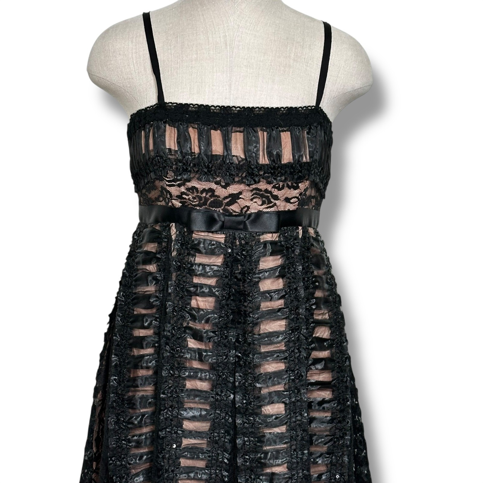 Vintage Anna Sui Black Lace Dress Cocktail Party Original Sample Glam Size S