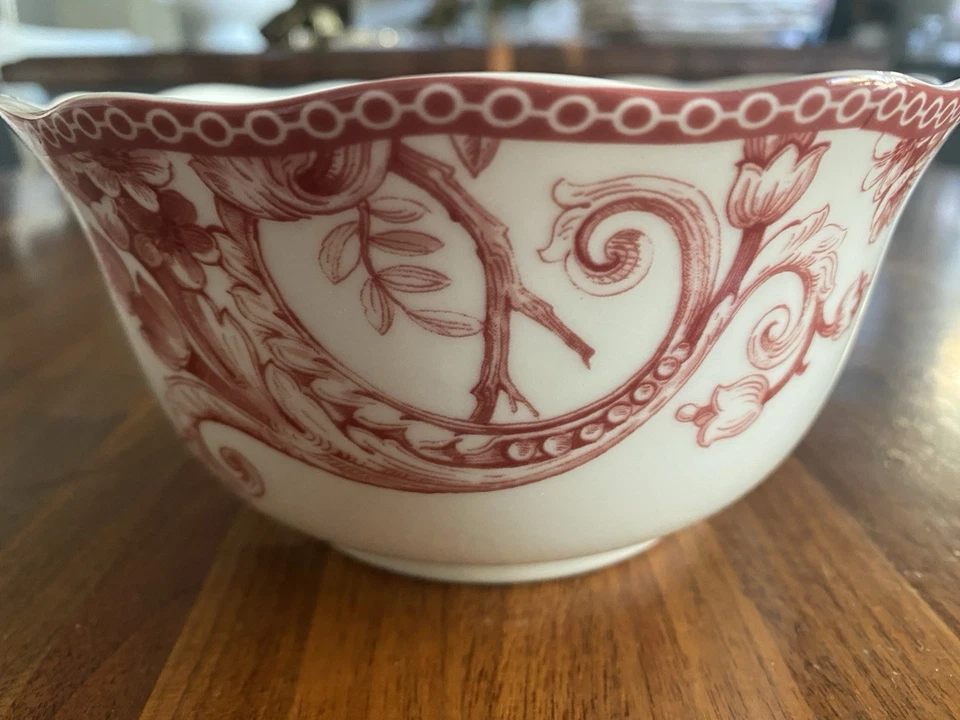 Juego de 3 cuencos de cereales para ensalada sopa con estampado floral de aves 222 Quinta Adelaida granate Foto 4 de 4