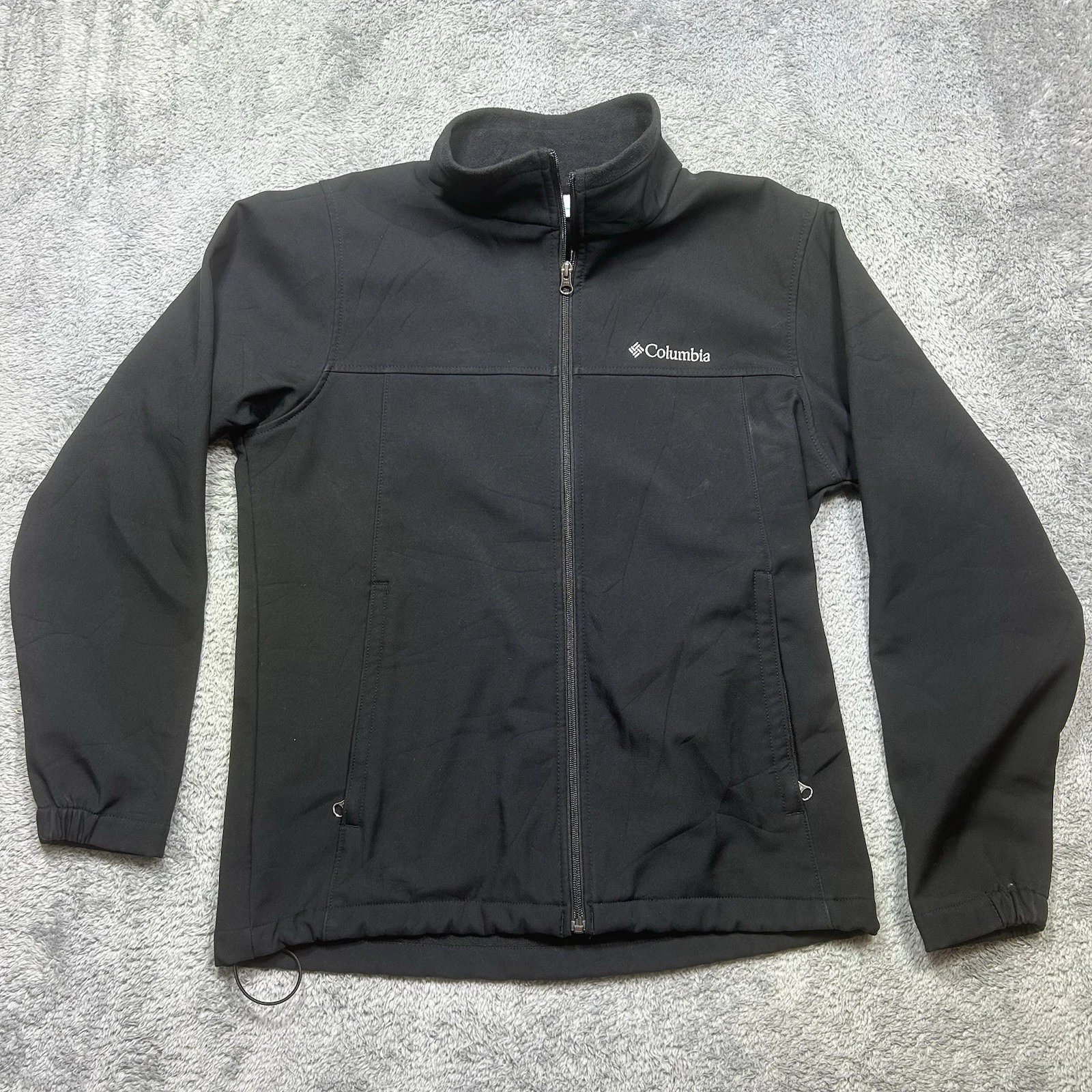 Columbia Ascender Softshell Jacket Mens M Black Fleece Lined Full Zip Outdoor