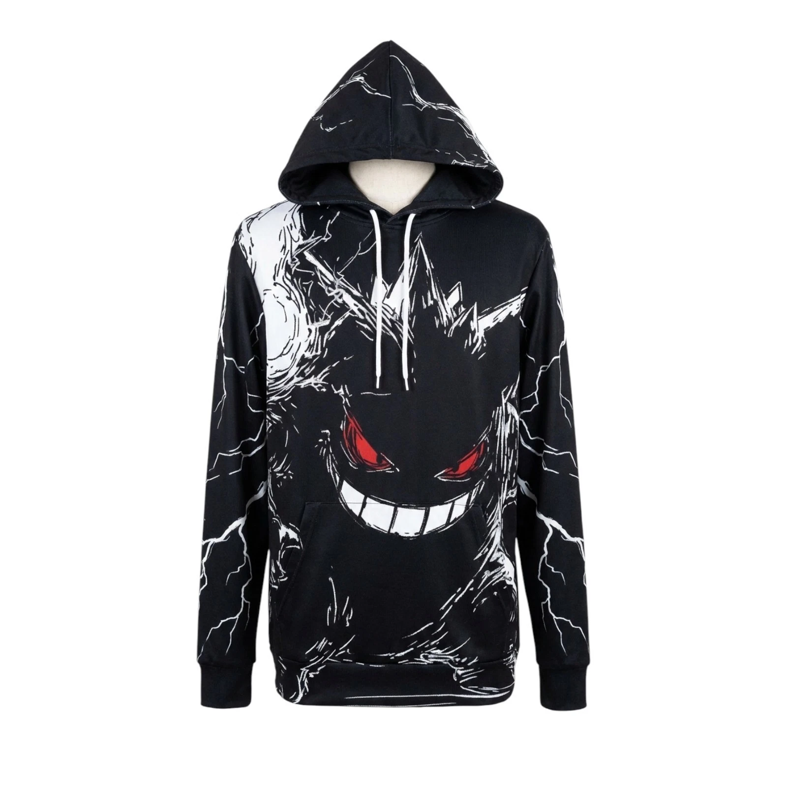 Dark Grinning Monster Graphic Hoodie Black Unisex Streetwear