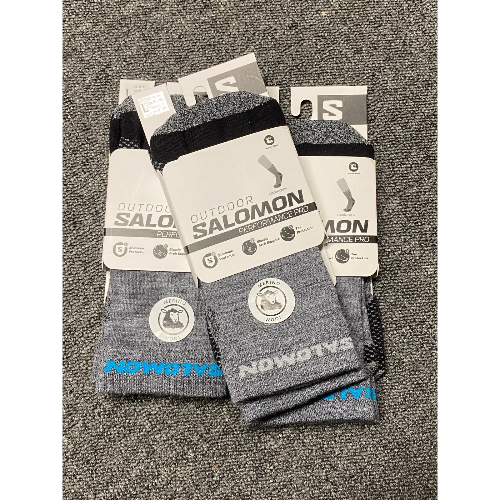 Salomon Outdoor Performance Pro Socks Grey/Black L Size 7.5-10 RRP £39