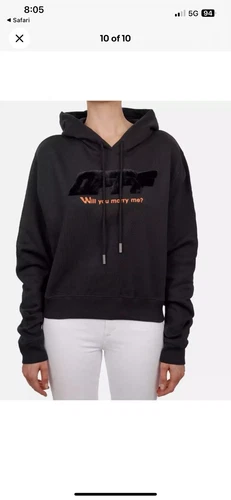 Felpa con cappuccio XS OFF WHITE Virgil Abloh oversize logo Marry Me nera