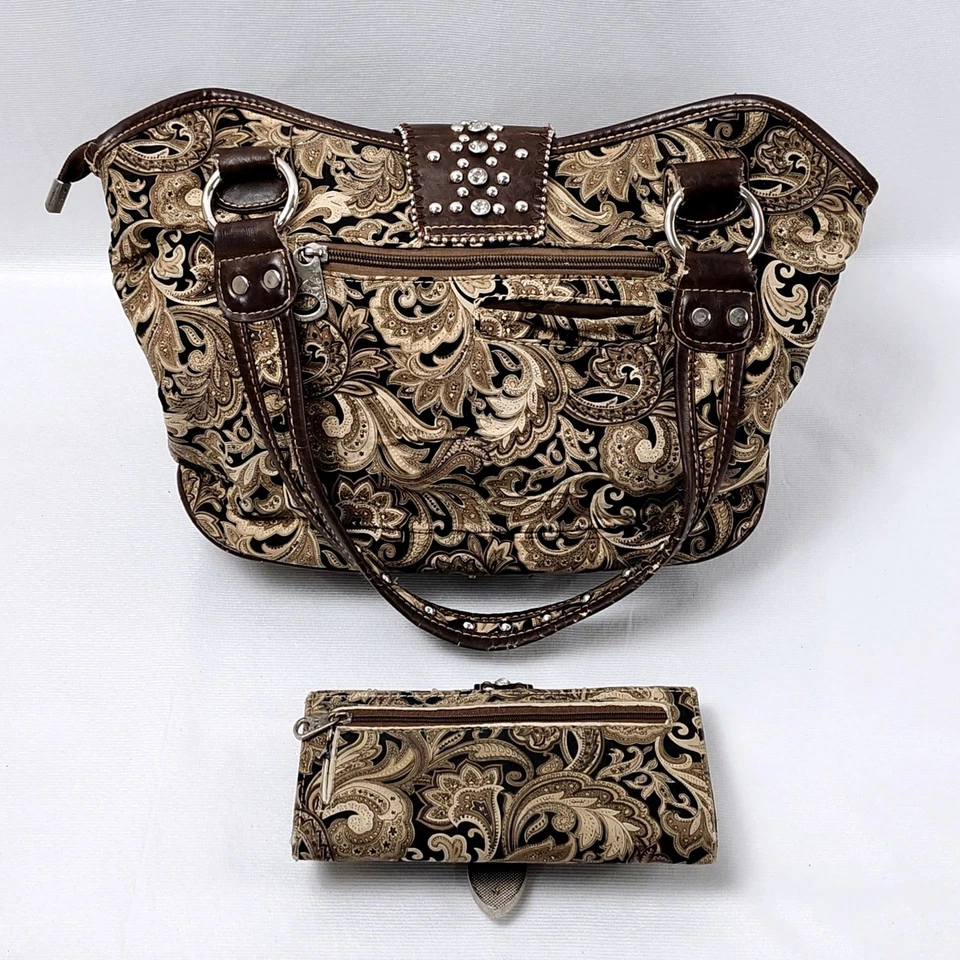 Montana West со стразами сумочка Дамская сумка бумажник комплект пейсли пряжка Western Cowgirl - Изображение 2 из 4