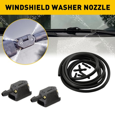 #ad Universal Holes Dual Windshield Washer Nozzle Wiper Water Spray Jet Adjustable $10.44