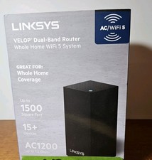Linksys VELOP Dual-Band Router Whole Home WIFI 5 System AC1200 Black