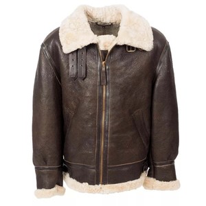 Aviator B3 Shearling Brown Real Sheepskin Leather Flight Bomber Jacket