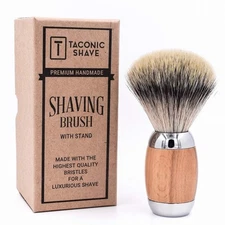 Taconic Shave's Synthetic Silvertip Luxury Shaving Brush – Deluxe Beechwood... 