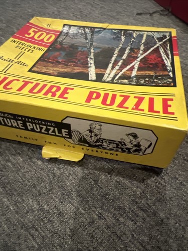 Yellow box with red “Built Rite Indian Summer” text, 500 pieces, and two people in a forest scene.