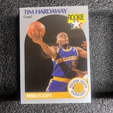 Tim Hardaway HOF 1990 NBA Hoops Rookie Card Golden State Warriors #113. rookie card picture