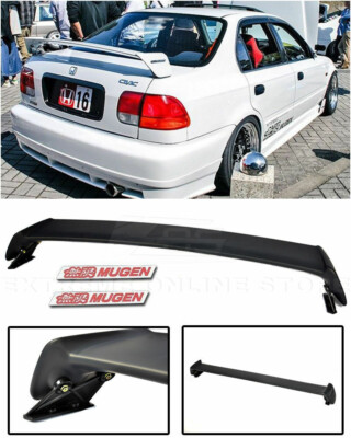 EOS For 96-00 Honda Civic Sedan | Mugen Style Rear Wing Spoiler w/ Black Emblems
