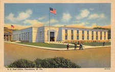 Charleston West Virginia Post Office Linen Postcard