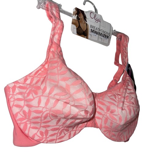 Olga Bra Underwire Minimizer Lace Sheer Leaves Lightweight Full Coverage 35519 - Picture 65 of 84