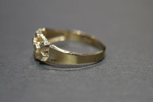 10K massiver Gelbgold 6,8 mm Diamantschliff Herren Damen Kinder Nugget Ring. Größe 7 - Bild 4 von 9