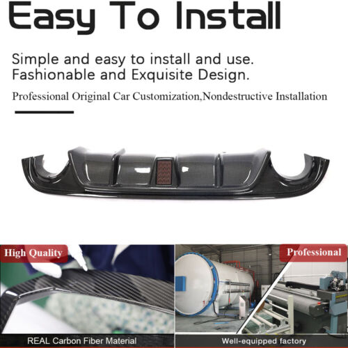 For Infiniti Q50 Sedan 2014-17 REAL CARBON Rear Bumper Lip Diffuser W/Red LED - Picture 2 of 14