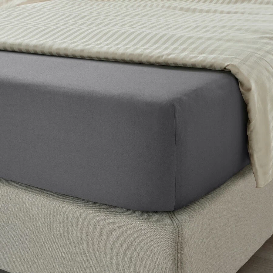 全新 宜家 Nattjasmin 床单套装 - 大号 - 深灰色 - 贴合,平 & 2 枕套 — 第 3/4 张图片