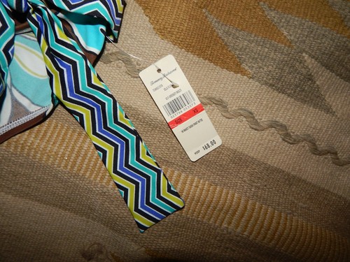 NWT Tommy Bahama XS Isla Floral Blue Black & Brown Hi Waist Bikini Bottoms - Picture 2 of 4