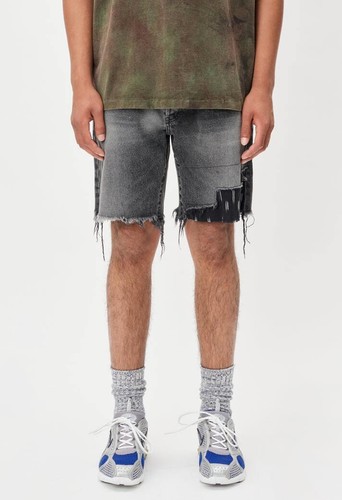John Elliott 298367  Bozeman Denim Shorts Ikat Black Size 29