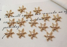 2pcs CZ Pave Snowflake Charm,Cubic Zirconia Snowflake Pendant With Pearl