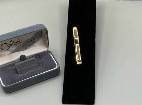 Vintage 90's 18kt Gold Overlay Tie Clip New In Box by Colibri - Picture 6 of 8