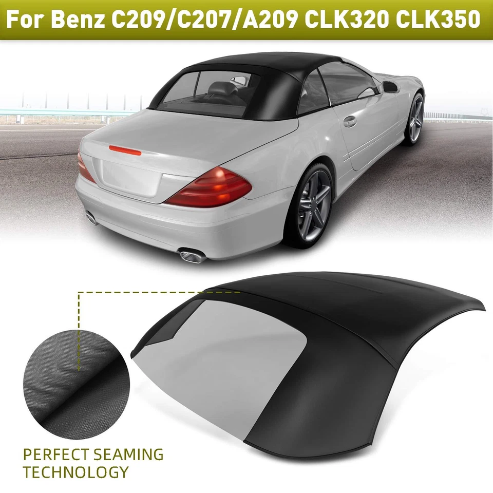 Tapa blanda convertible negra para Mercedes-Benz CLK320 04-05 CLK350 06-09 CLK55 AMG Foto 3 de 4