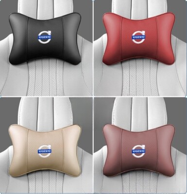 Car Neck Pillow For Volvo Leather Seat Headrest Soft Head Support Auto Cover New