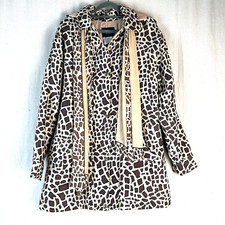 Dennis Basso  Women's Rain Coat Small 100 Silk Shell Animal Print  Silk Scarf