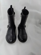 OshKosh B'Gosh Girls Tamiko Star Boots Black Silver Faux Leather Toddler Size 7