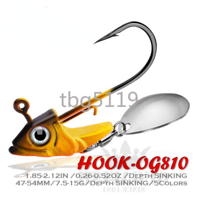 10PCS Jigging Fishing Hooks Spinner 7.5-15g Sinking Jig Head Hook Spoon