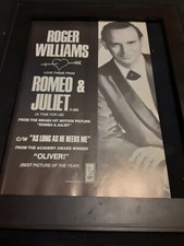 Roger Williams Romeo & Juliet Rare Original Promo Poster Ad Framed!