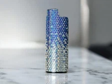 Purple & Clear Rhinestone Metal Shell Lighter Case Cover Fits Bic Lighters