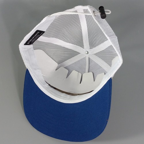 Gorra trasera de malla CBS Sports Crew azul blanca ajustable para adultos sombrero de camionero ala plana - Imagen 7 de 10